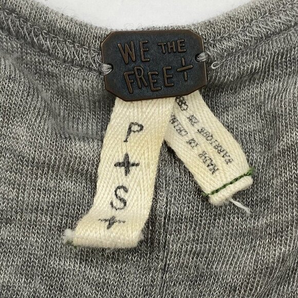 We The Free Gray Henley Open Back V Neck Long Sleeve T Shirt Tencel Size S - Picture 6 of 11